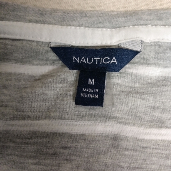 Nautica Strip Sleeveless Top, M, Grey/White, pre-owned - Picture 2 of 6